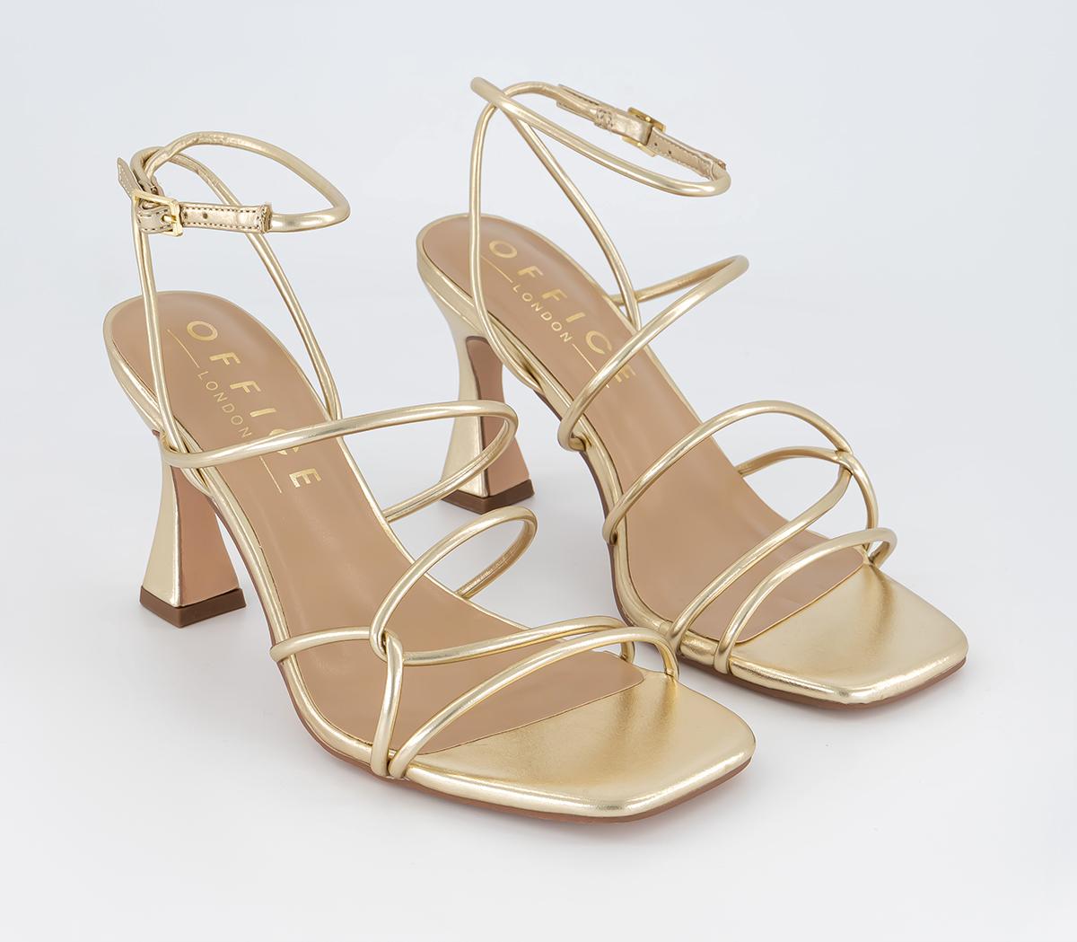 OFFICE Wide Fit Million Dollar Strappy Sandals Gold - Mid Heels