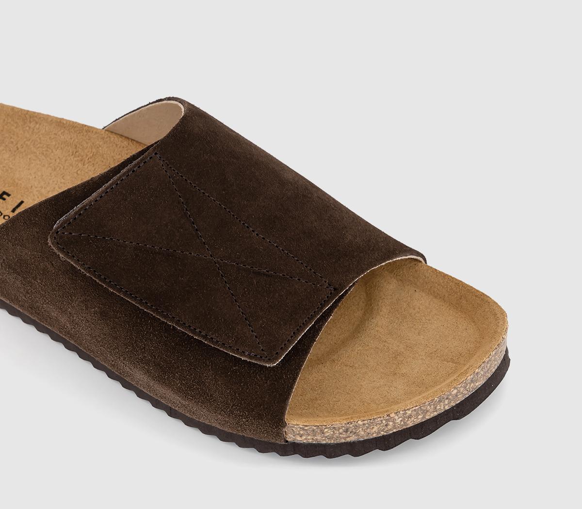 OFFICESantiago Velcro Sliders OFFICESantiago Velcro SlidersChocolate Suede
