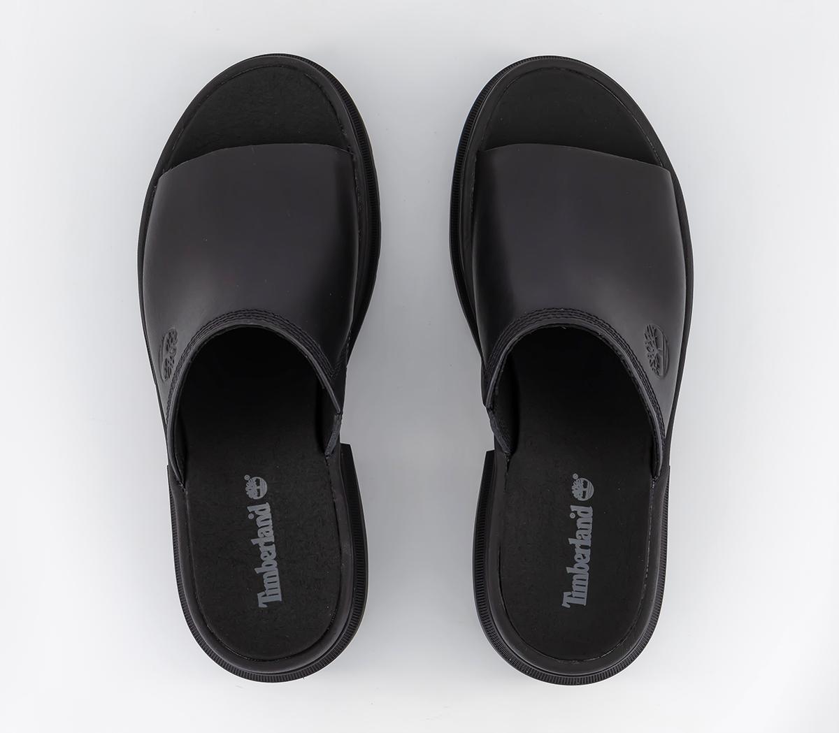 Timberland Everleigh Slide Mules Black Full Grain - Women’s Sandals