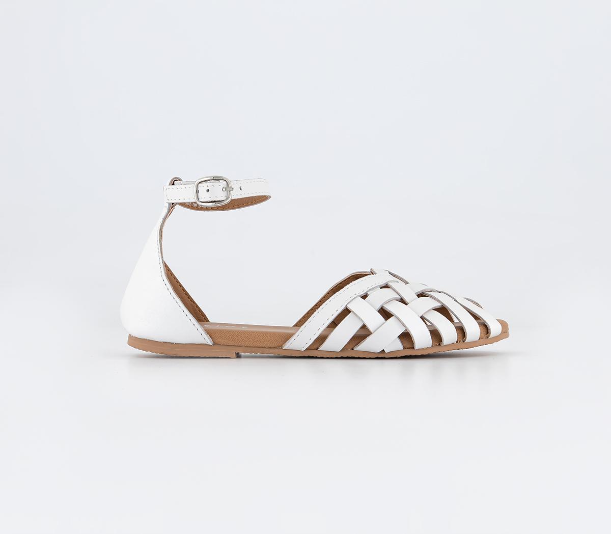 Gabby Junior Woven Leather Sandals White Leather