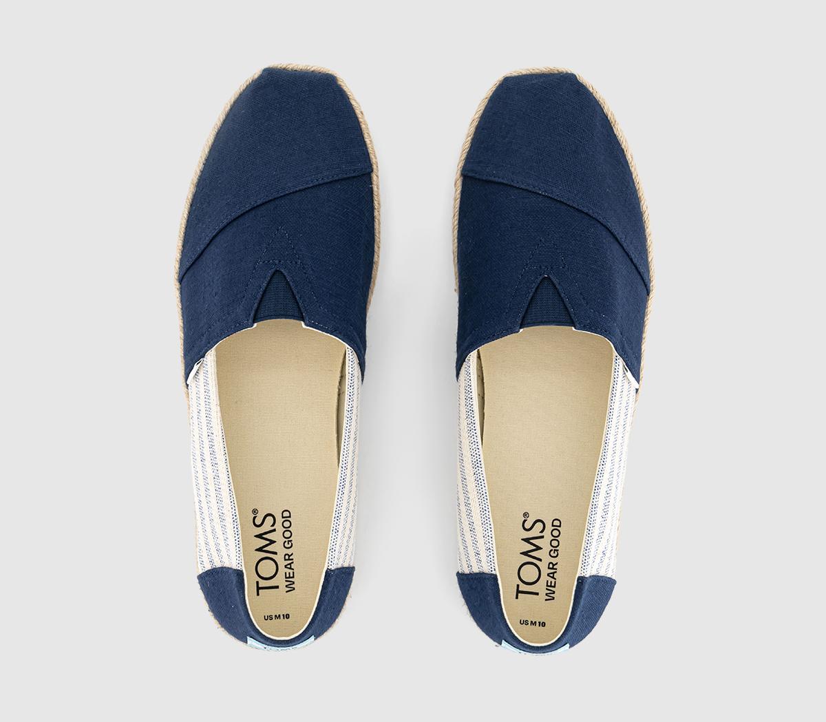 TOMSAlpargata Rope Slip Ons TOMSAlpargata Rope Slip OnsNavy Recycled Cotton University Stripe
