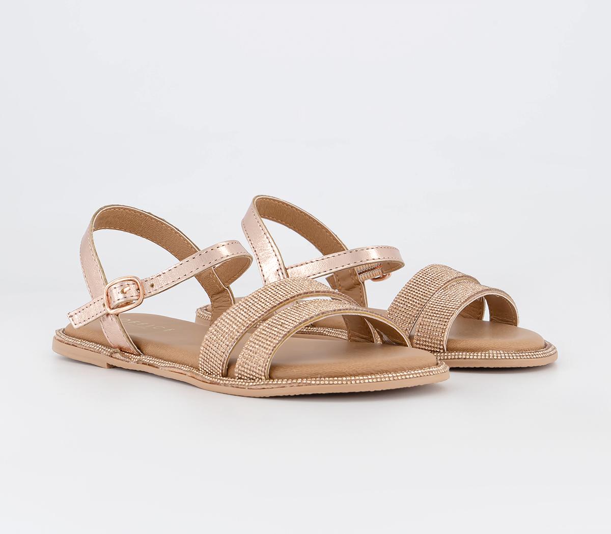 OFFICE KidsGeorgie Junior Embellished Leather SandalsRose Gold Leather