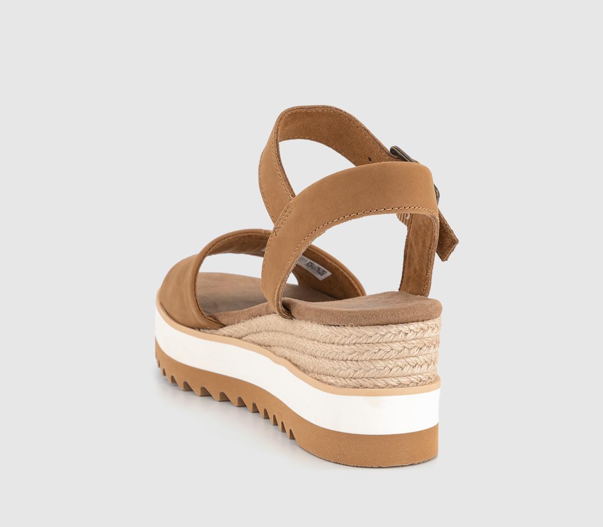 TOMS Diana Wedge Sandals TOMS Diana Wedge Sandals Tan Leather