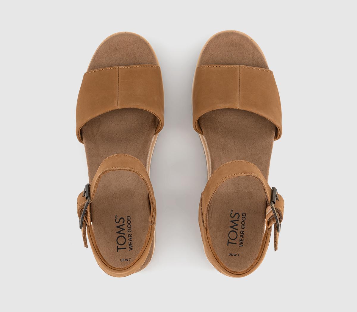 TOMS Diana Wedge Sandals TOMS Diana Wedge Sandals Tan Leather