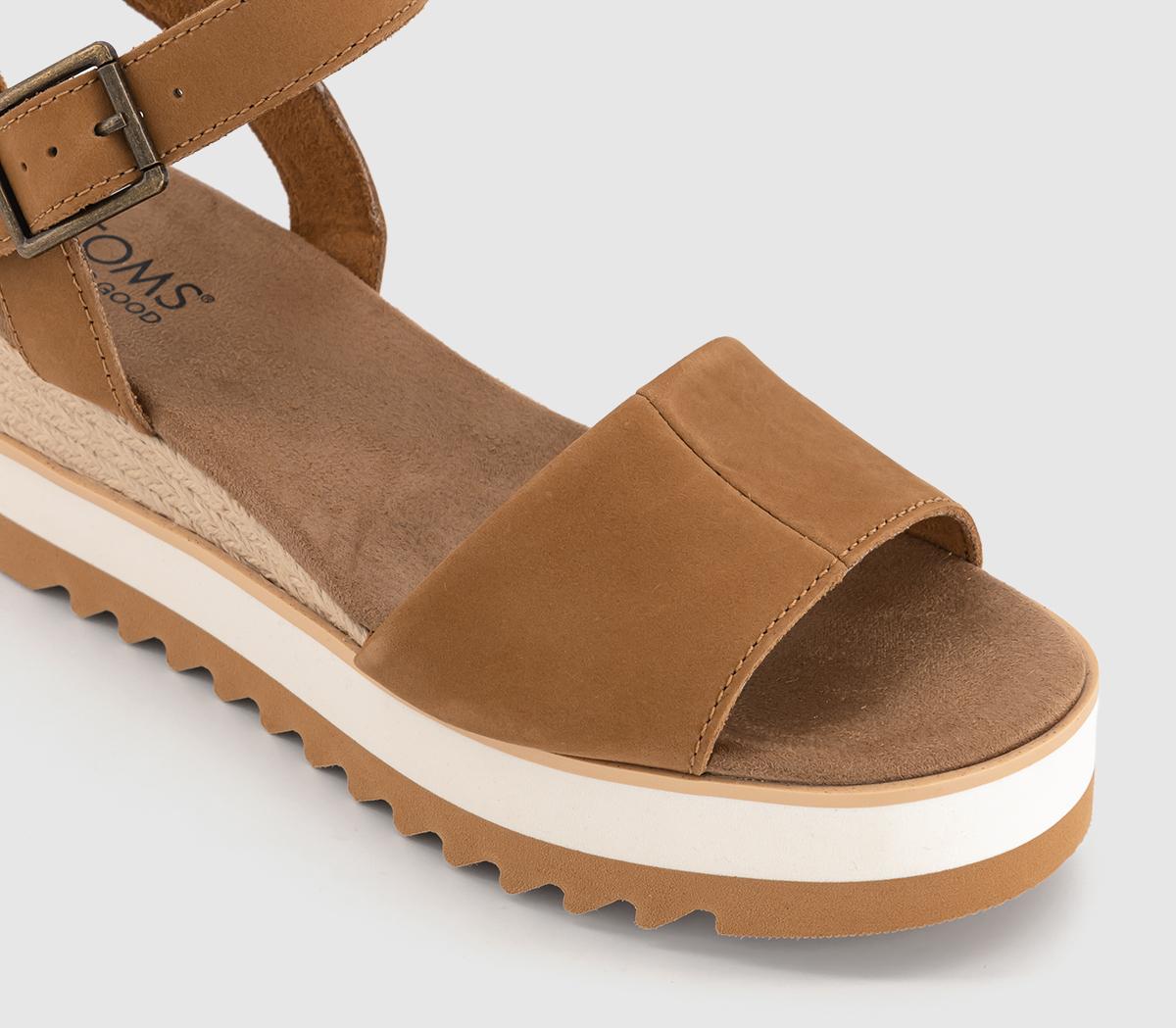 TOMS Diana Wedge Sandals TOMS Diana Wedge Sandals Tan Leather