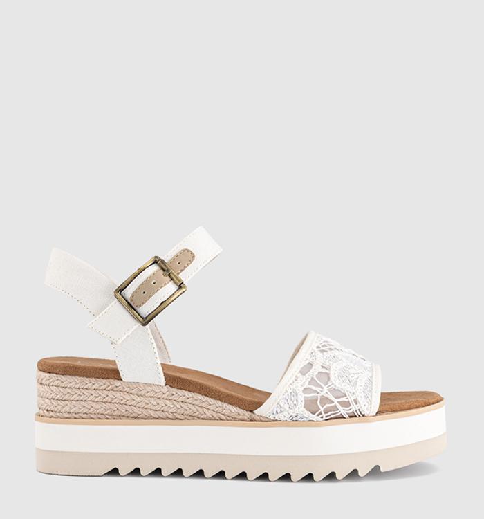 TOMS Diana Wedge Sandals Egret Floral Crochet
