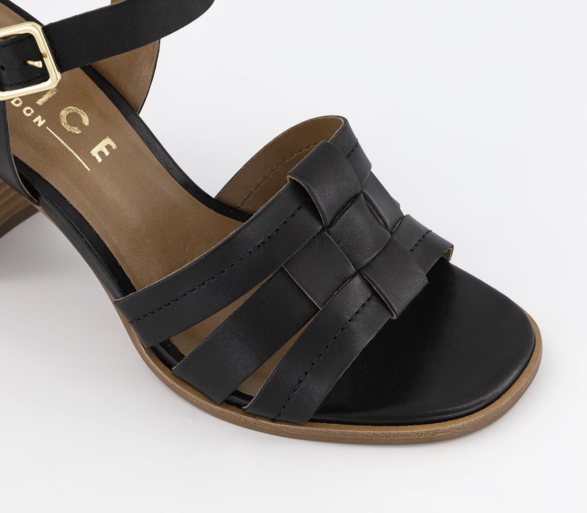 OFFICEMaddie Leather Stack HeelsBlack Leather