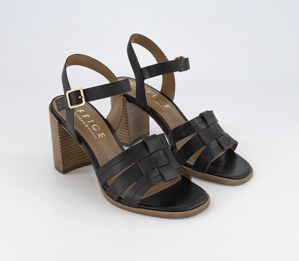OFFICEMaddie Leather Stack HeelsBlack Leather