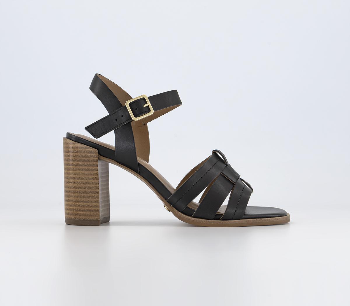 OFFICEMaddie Leather Stack HeelsBlack Leather