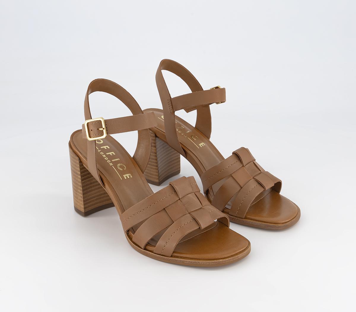 OFFICE Maddie Leather Stack Heels Tan Leather - Mid Heels