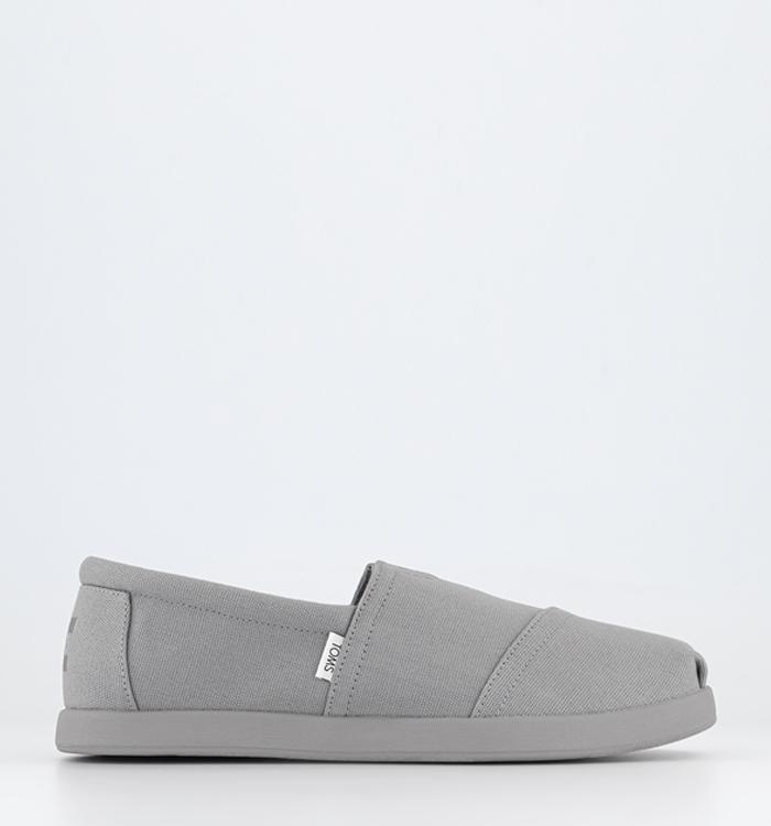 TOMS Alpargata Forward Slip Ons Drizzle Grey Recycled Cotton Canvas