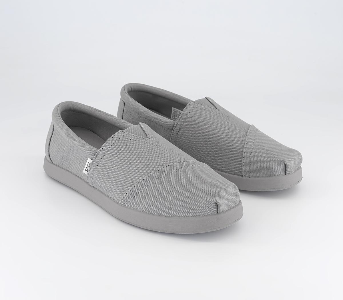 TOMS Mens Alpargata Forward Slip Ons Drizzle Grey Recycled Cotton Canvas, 11