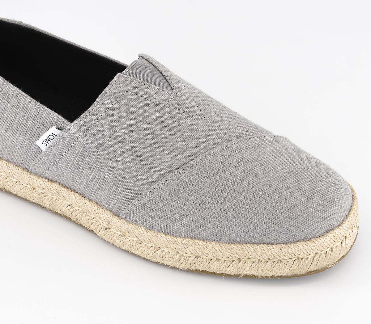 TOMS Alpargata Rope 2.0 Slip Ons Drizzle Grey Recycled Cotton Slubby ...