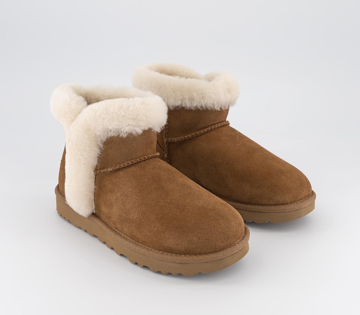 UGG W Classic Mini Heritage Fluff Boots Chestnut - Women's Ankle Boots