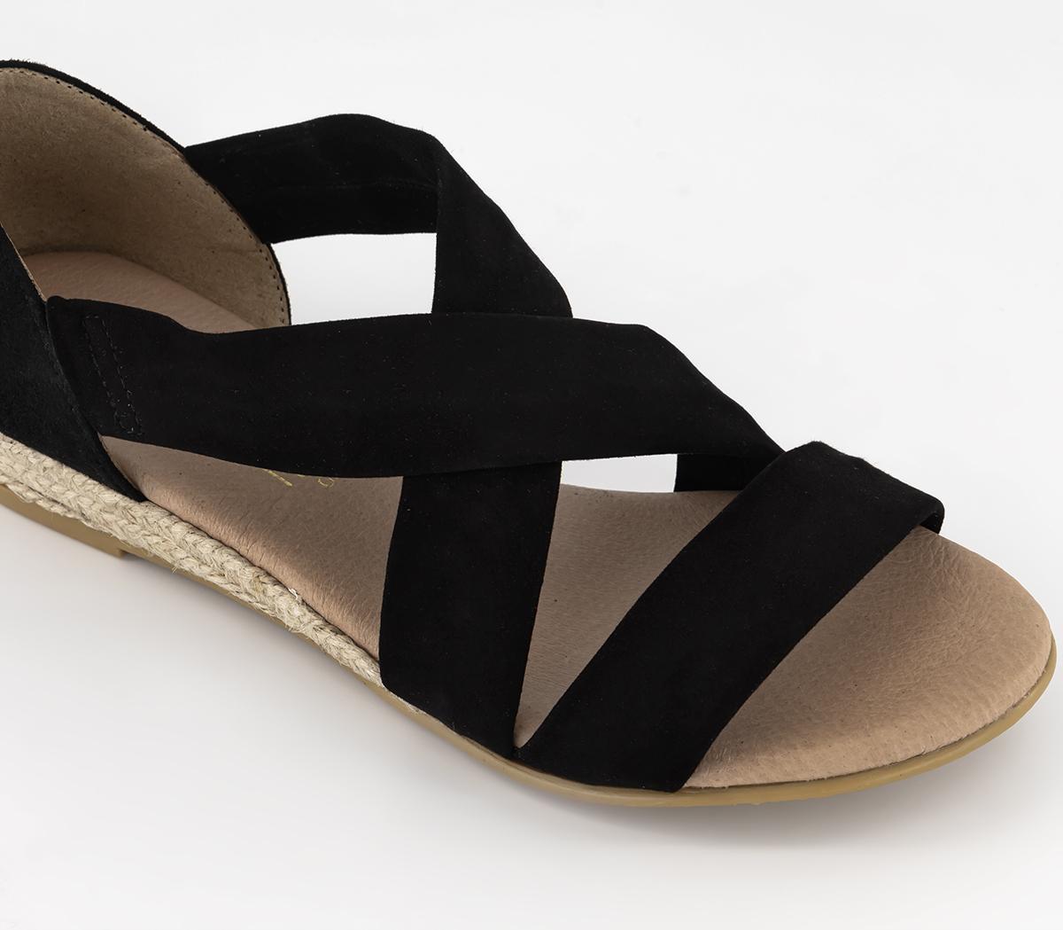 OFFICE Wide Fit: Hallie Cross Strap Espadrilles Black Suede - Women’s ...