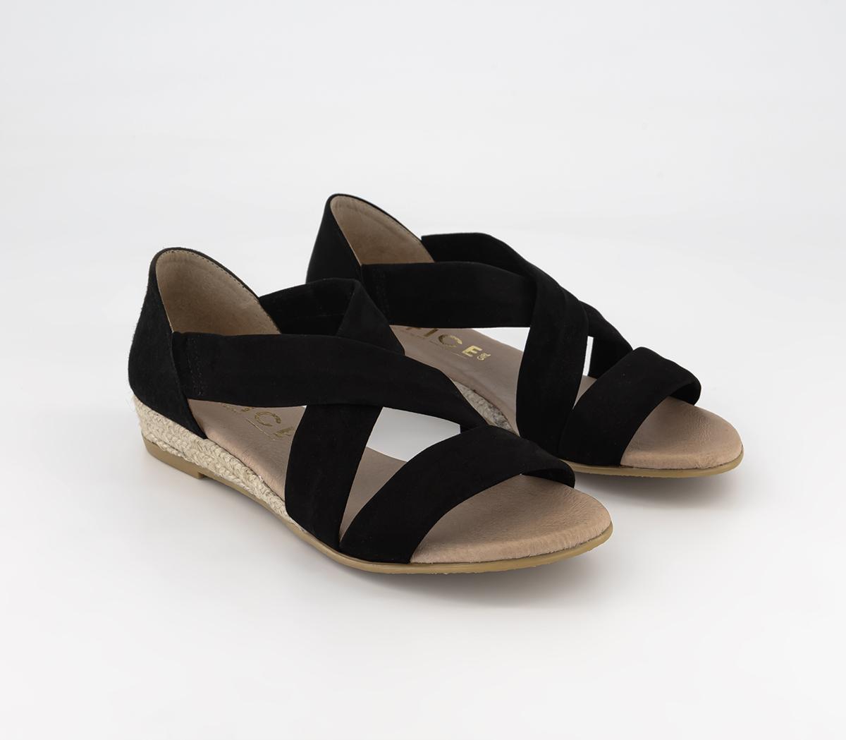 OFFICEWide Fit: Hallie Cross Strap EspadrillesBlack Suede