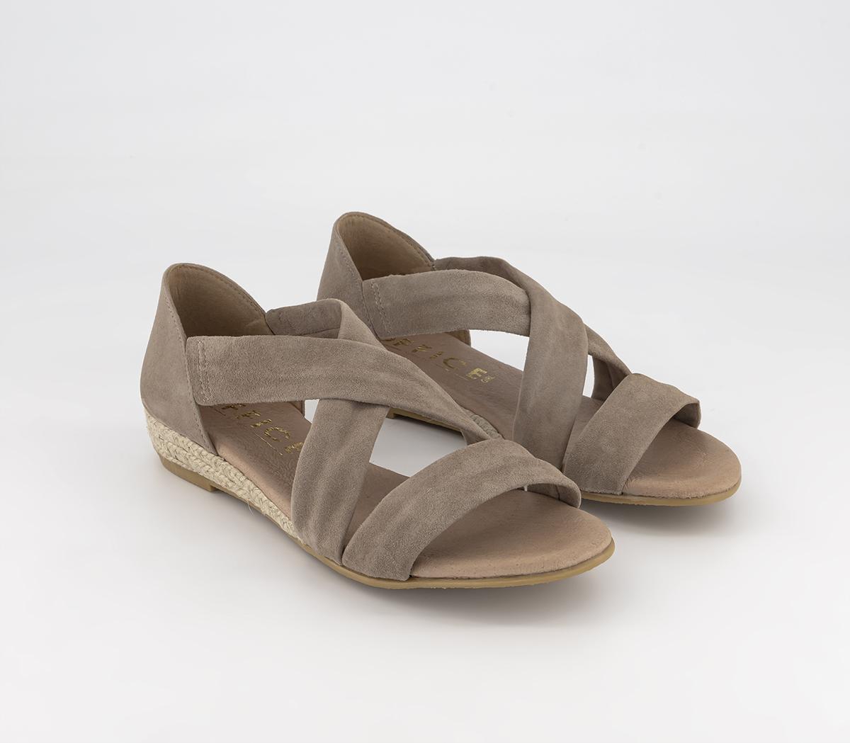 OFFICE Wide Fit Hallie Cross Strap Espadrilles Camel Suede Women’s