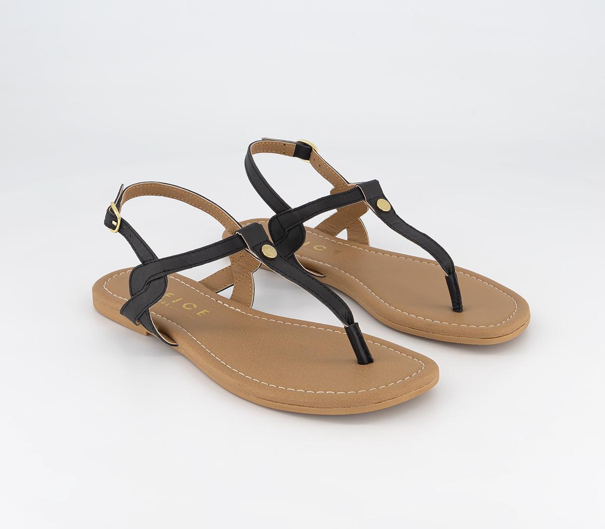 OFFICE Splendid Leather Toe Post Sandals Black Leather - Women’s Sandals