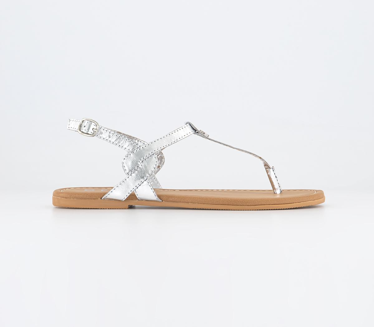 OFFICESplendid Leather Toe Post SandalsSilver Leather