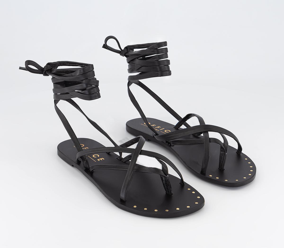 OFFICESpartacus Strappy Gladiator SandalsBlack Leather