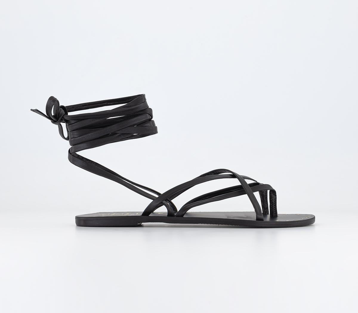 OFFICESpartacus Strappy Gladiator SandalsBlack Leather