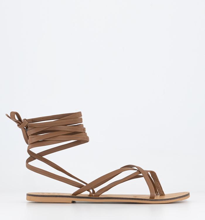 OFFICE Spartacus Strappy Gladiator Sandals Tan Leather
