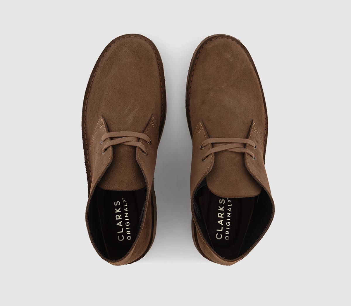clarks desert boots cola suede
