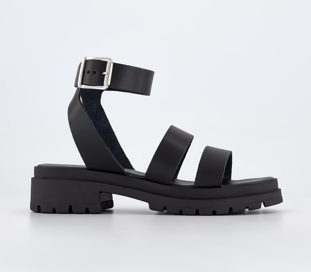 OFFICE Sweepstake Double Strap Chunky Sandals Black Leather - Women’s ...