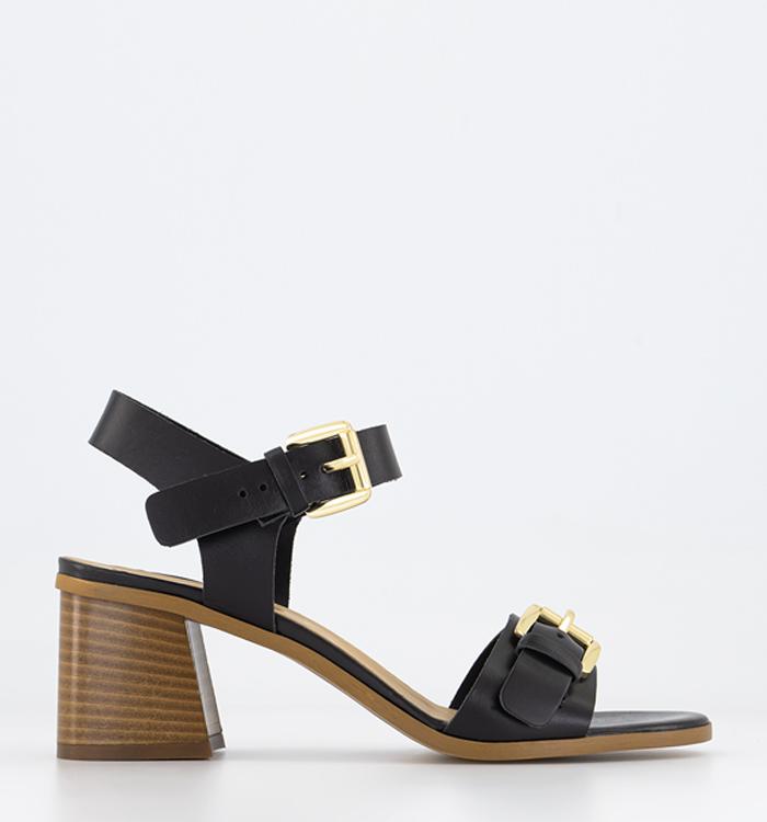 OFFICE Mercy Buckle Two Part Sandals Black Leather