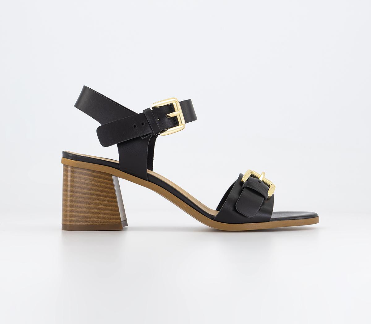 Mercy Buckle Two Part Sandals Black Leather
