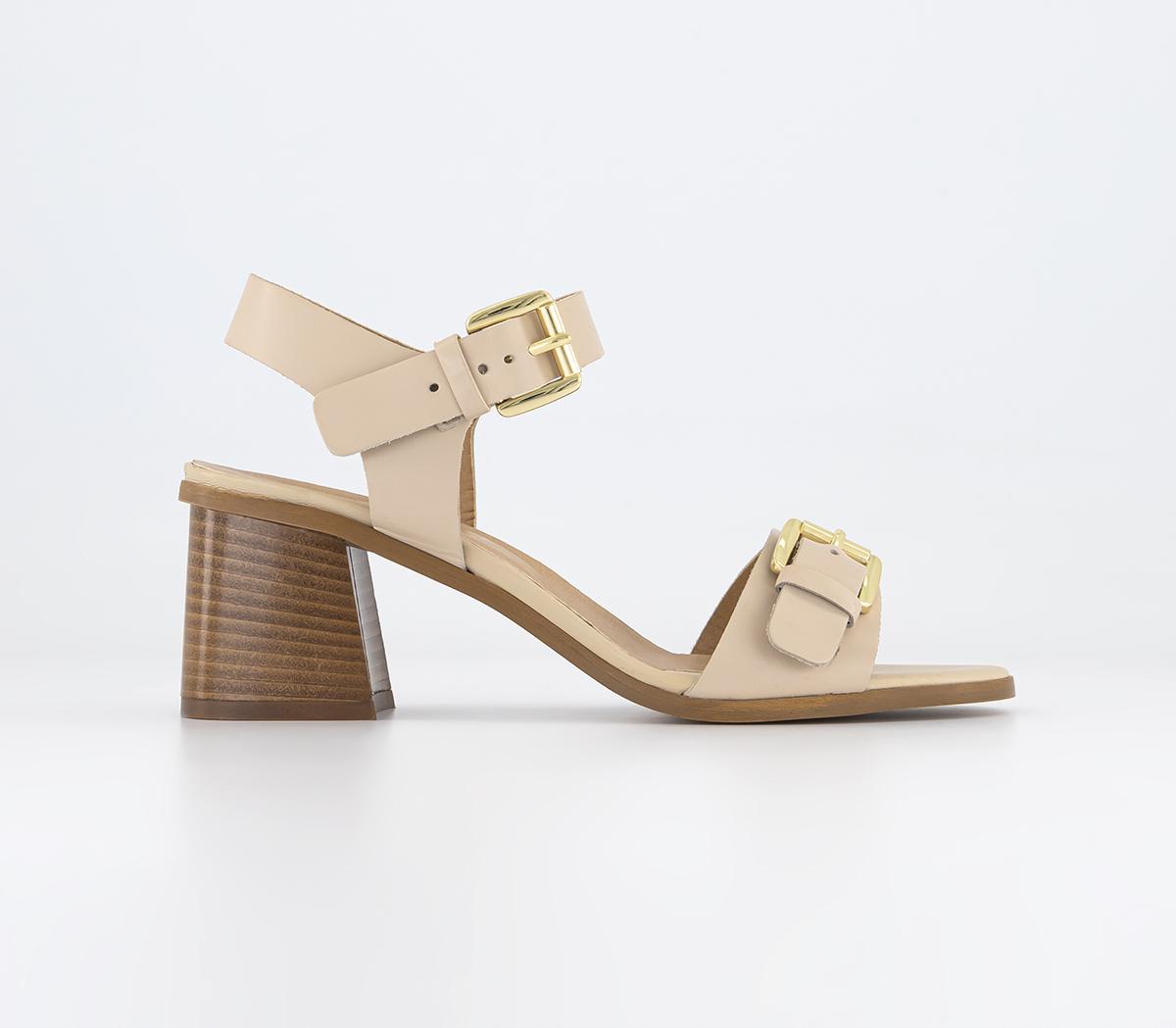 OFFICE Mercy Buckle Two Part Sandals Latte Leather - Mid Heels