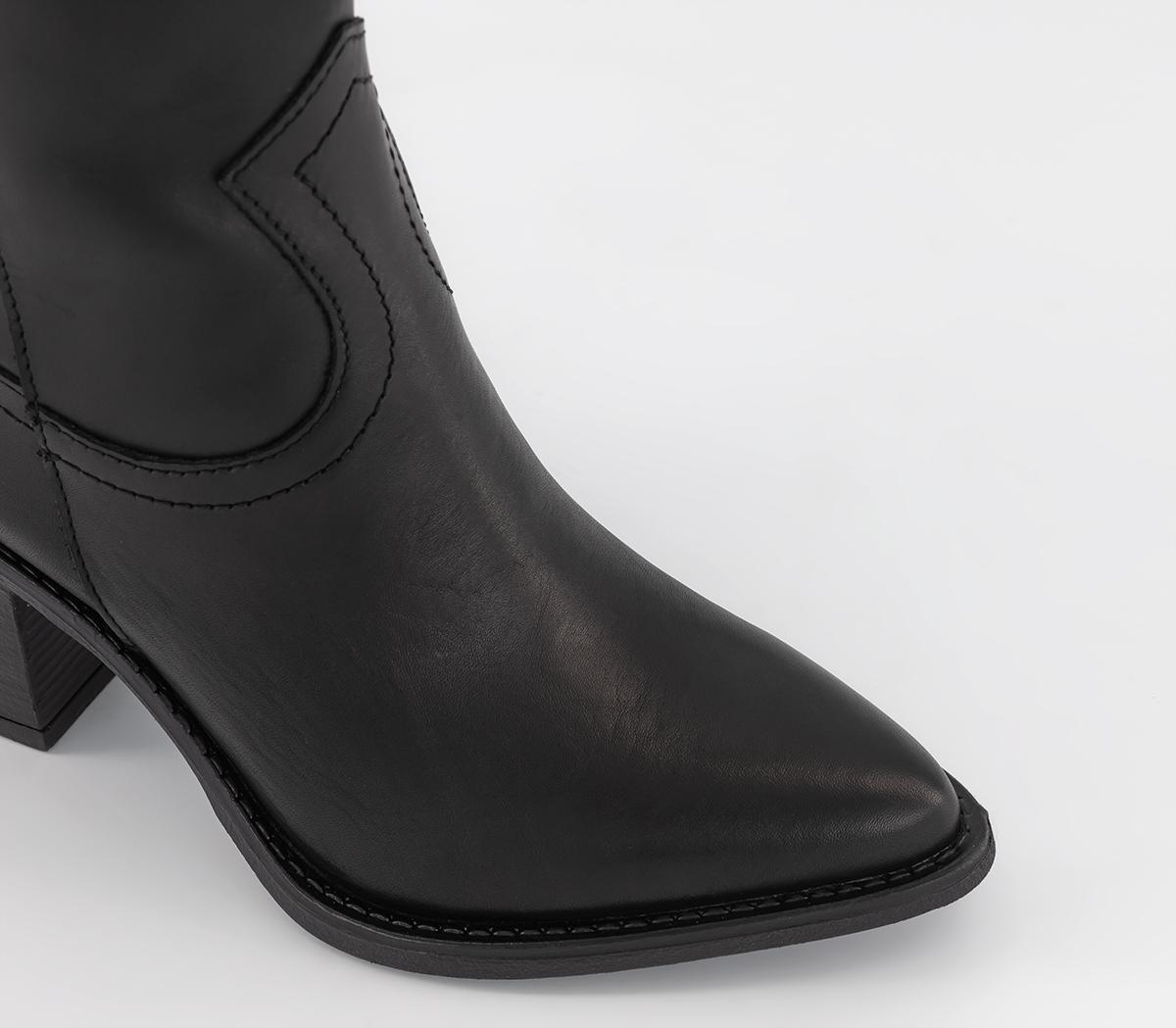 OFFICEKennedy Western Calf BootsBlack Leather