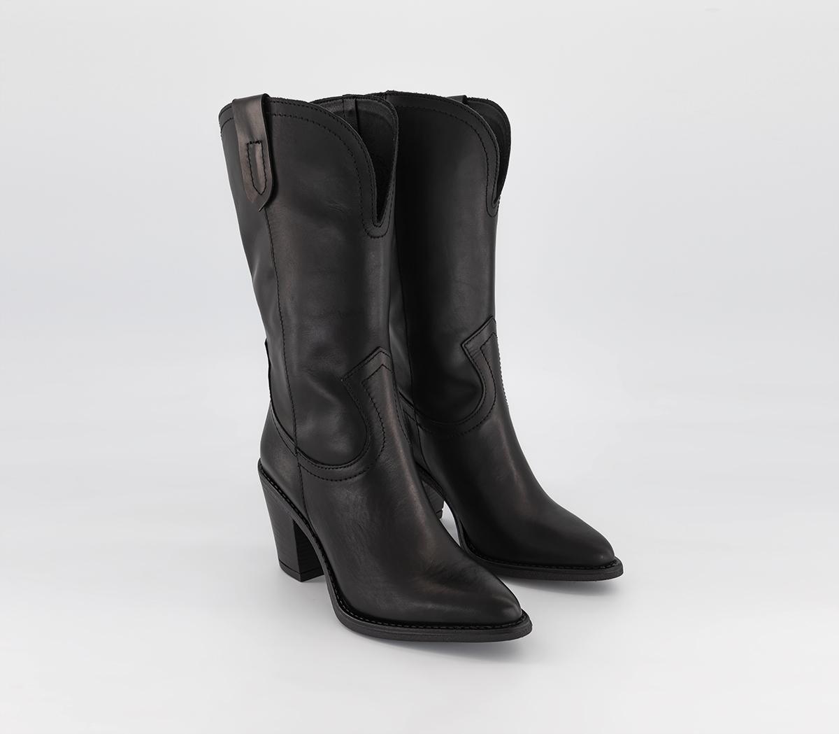 OFFICEKennedy Western Calf BootsBlack Leather