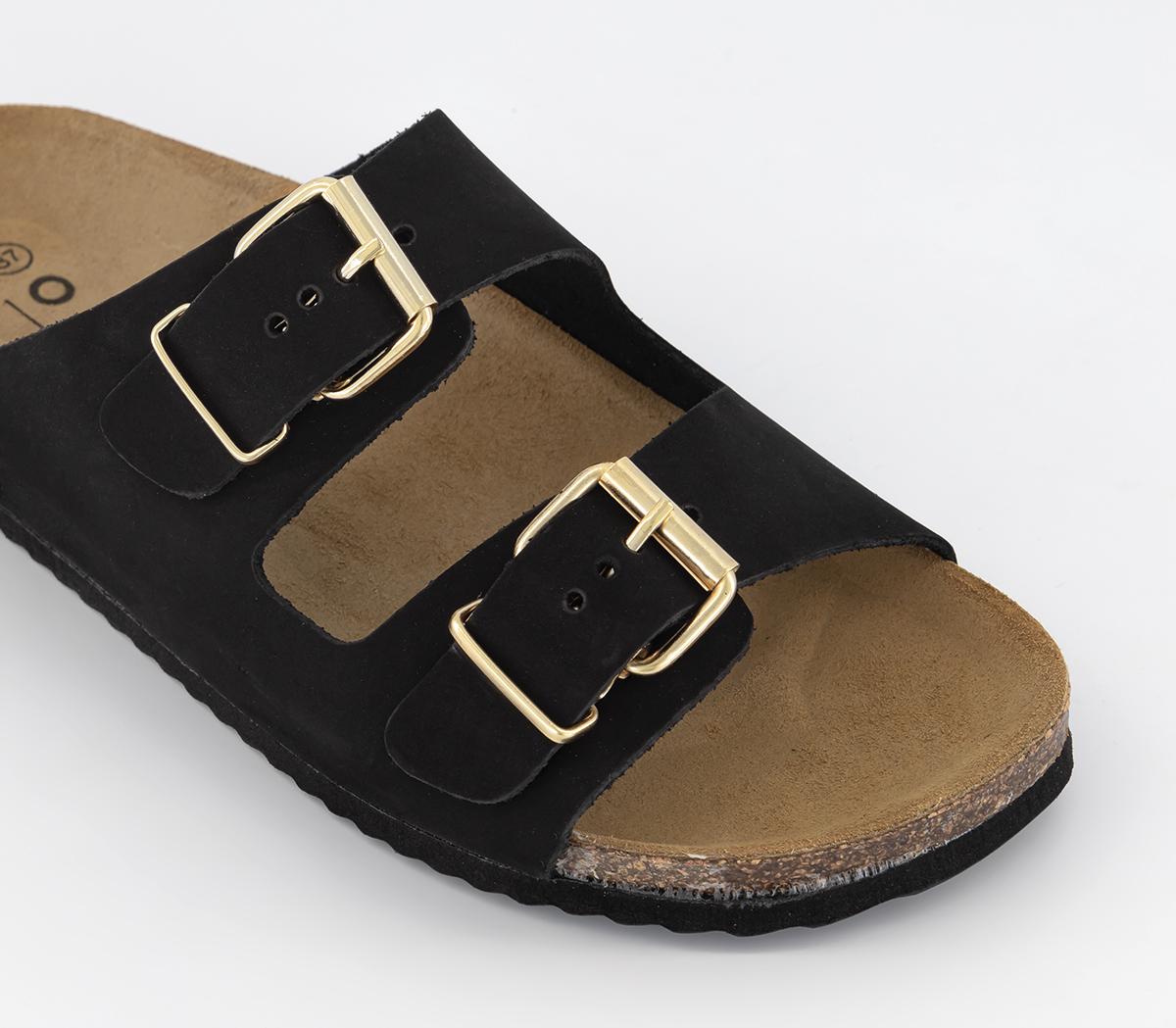 OFFICESeville Double Buckle SandalsBlack Nubuck