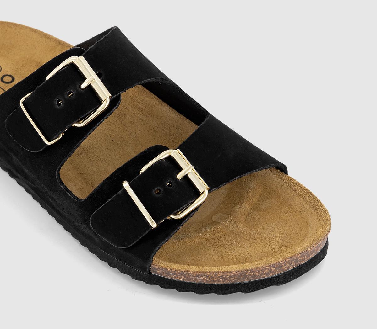 OFFICESeville Double Buckle Sandals OFFICESeville Double Buckle SandalsTrue Black Nubuck