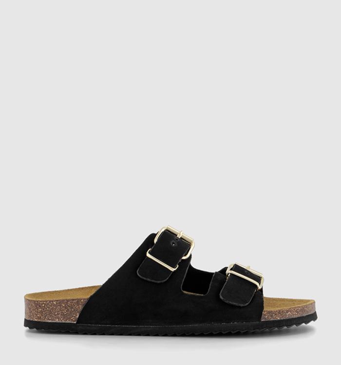 OFFICE Seville Double Buckle Sandals Black Nubuck - Women's Sandals