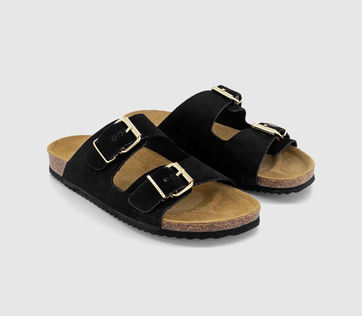 OFFICESeville Double Buckle Sandals OFFICESeville Double Buckle SandalsTrue Black Nubuck