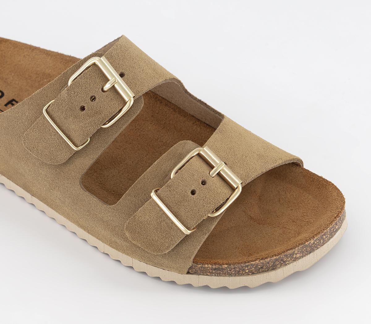 OFFICESeville Double Buckle SandalsTaupe Suede