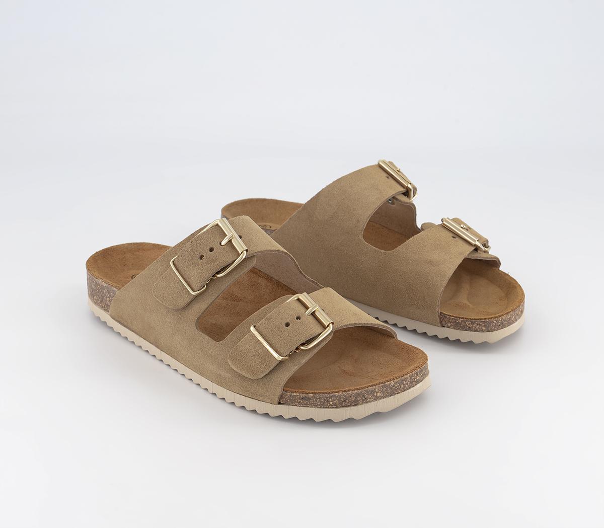OFFICESeville Double Buckle SandalsTaupe Suede