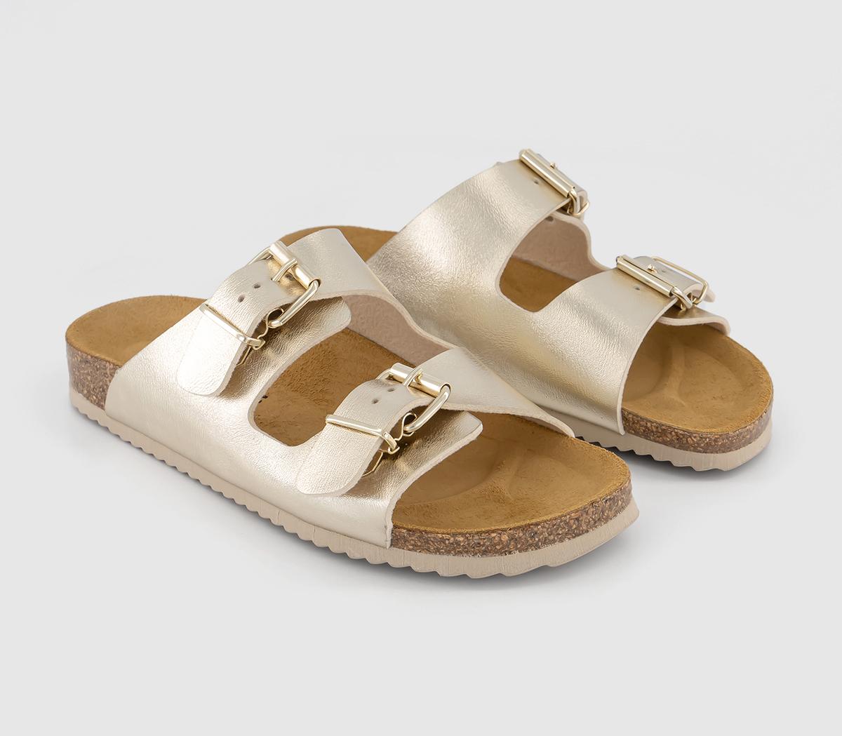 OFFICE Womens Seville Double Buckle Sandals Gold, 6