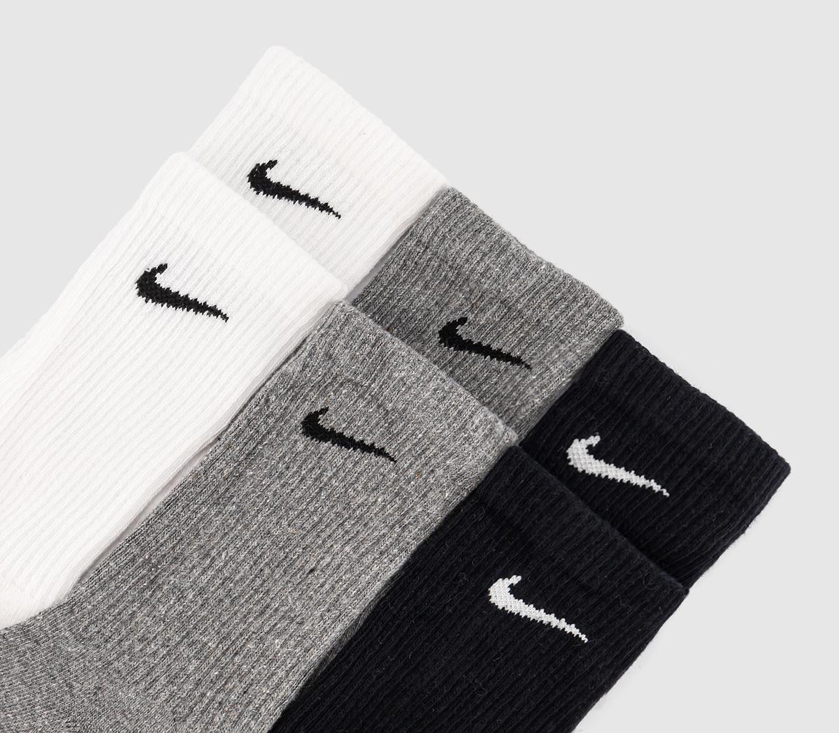 NikeCrew Socks 6 Pair NikeCrew Socks 6 PairWhite Grey Black