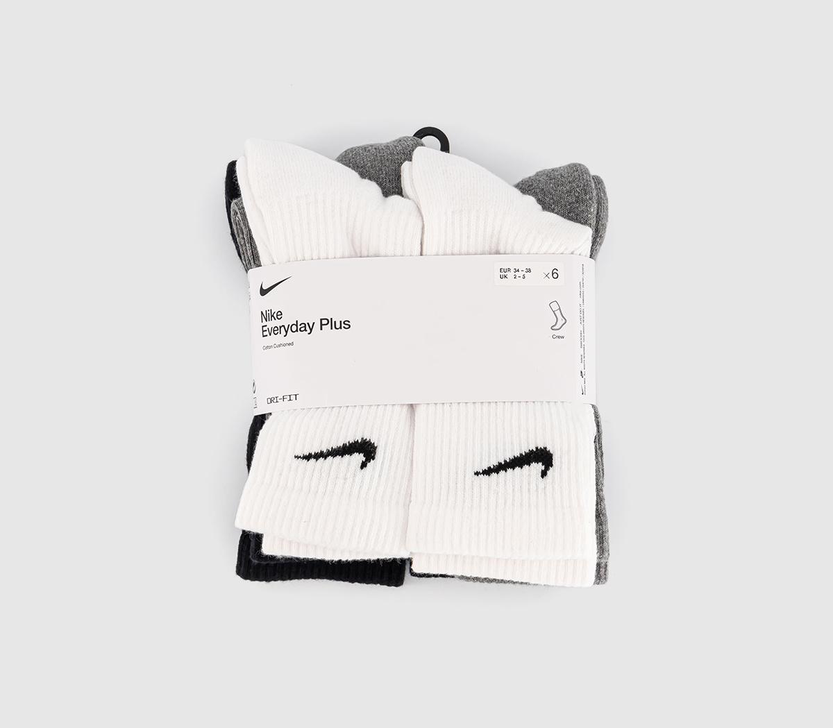 NikeCrew Socks 6 Pair NikeCrew Socks 6 PairWhite Grey Black