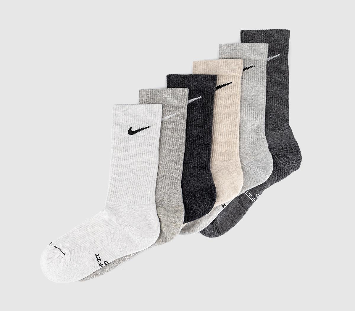 NikeCrew Socks 6 PairsGrey Grey Oat
