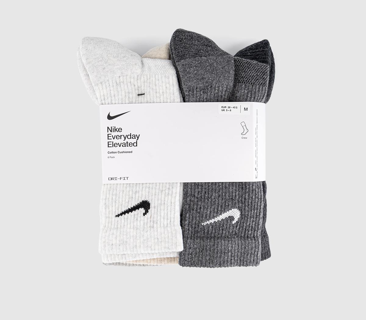 NikeCrew Socks 6 PairsGrey Grey Oat