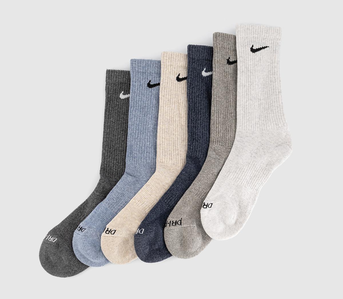 NikeCrew Socks 6 Pairs NikeCrew Socks 6 PairsBlue Grey Cream