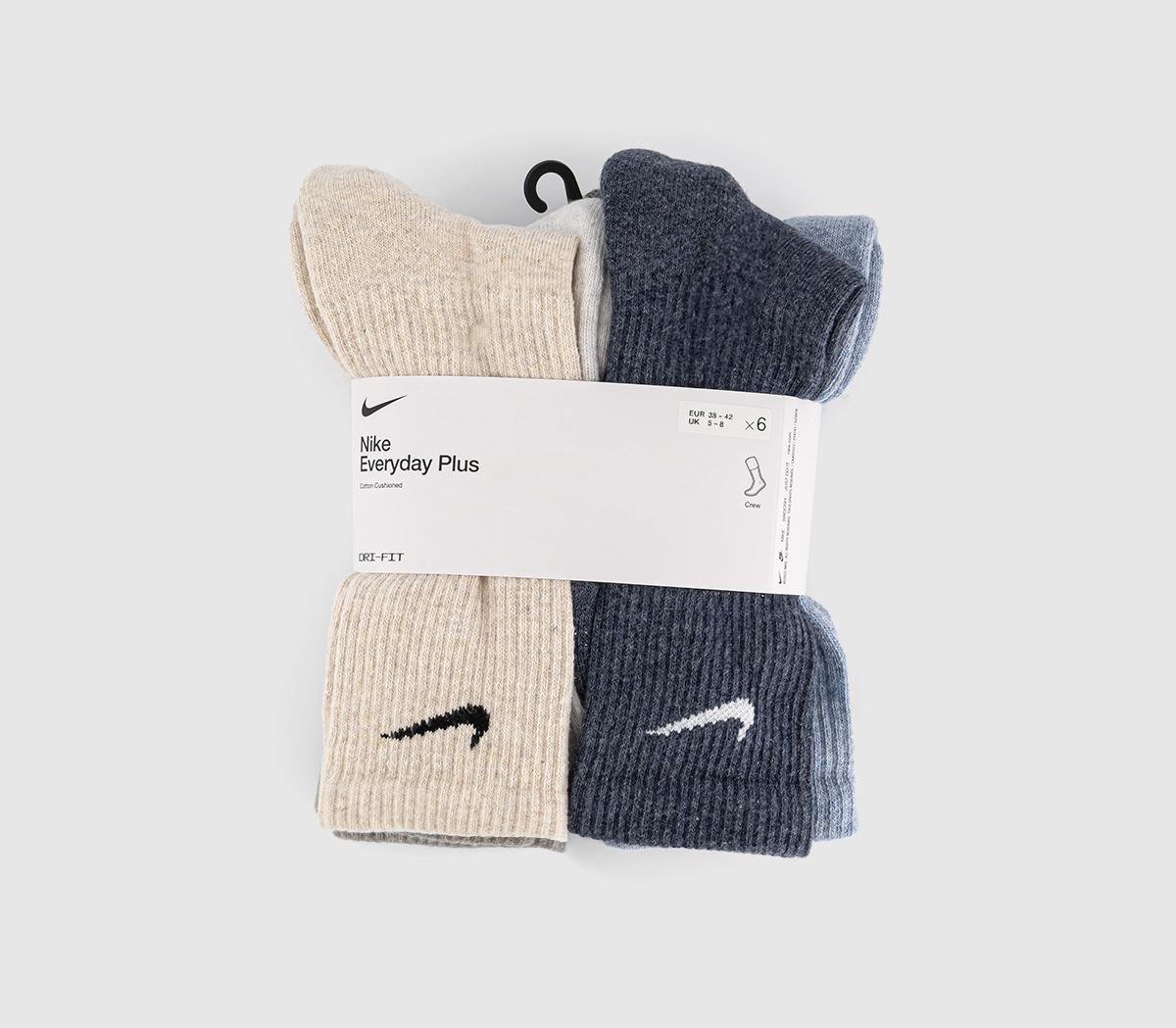NikeCrew Socks 6 Pairs NikeCrew Socks 6 PairsBlue Grey Cream
