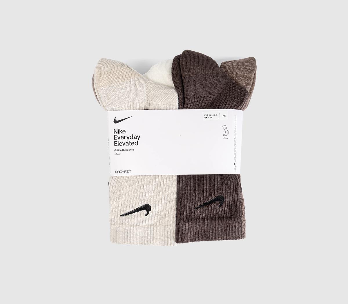 NikeCrew Socks 6 PairsChoc Brown Pink Off White