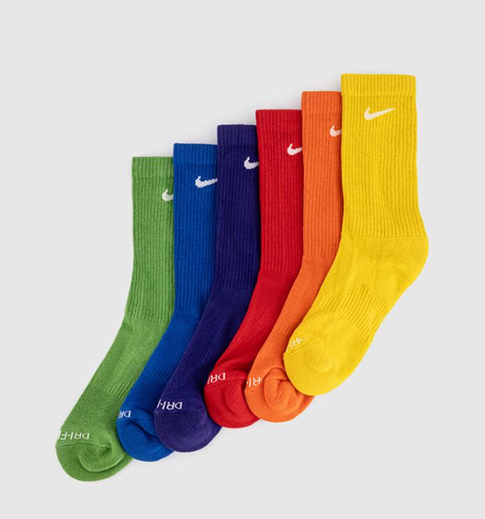 Nike Crew Socks 6 Pairs Primary Colour Brights