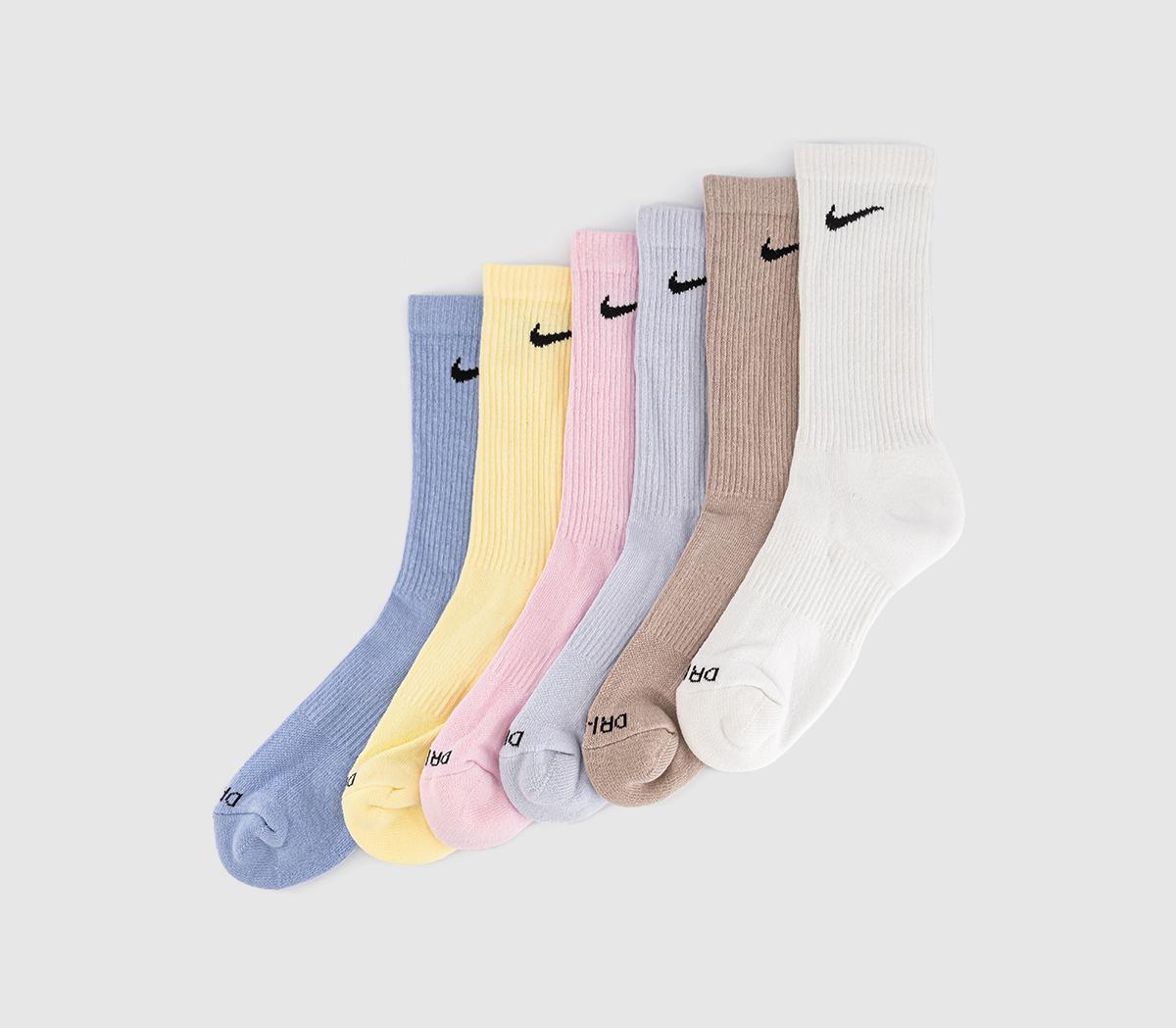 NikeCrew Socks 6 Pairs NikeCrew Socks 6 PairsMulti Pastel Pink Yellow Blue
