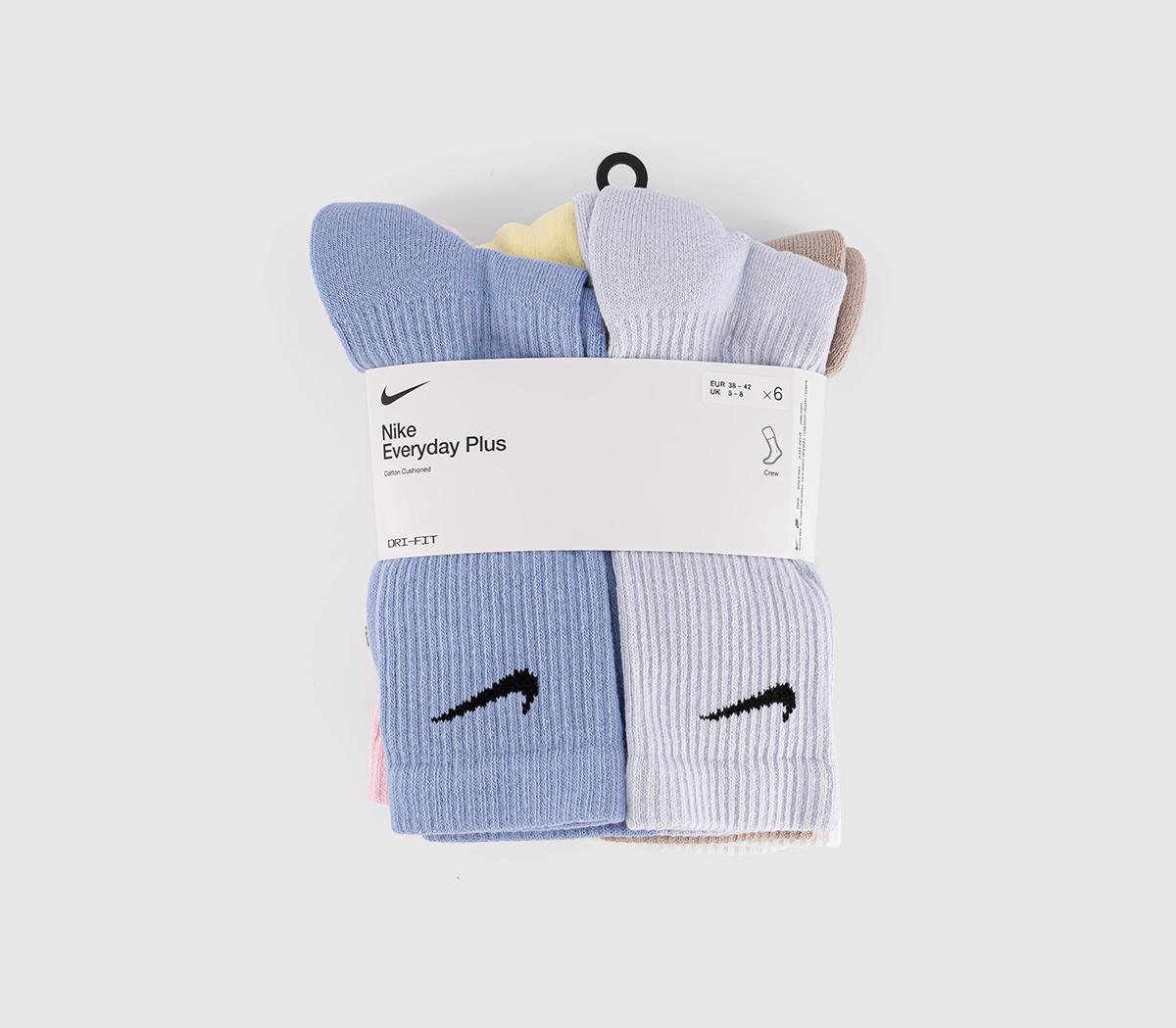 NikeCrew Socks 6 Pairs NikeCrew Socks 6 PairsMulti Pastel Pink Yellow Blue